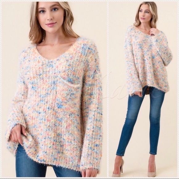 Multi colored confetti knit cardigan sweater - Picture 1 of 3